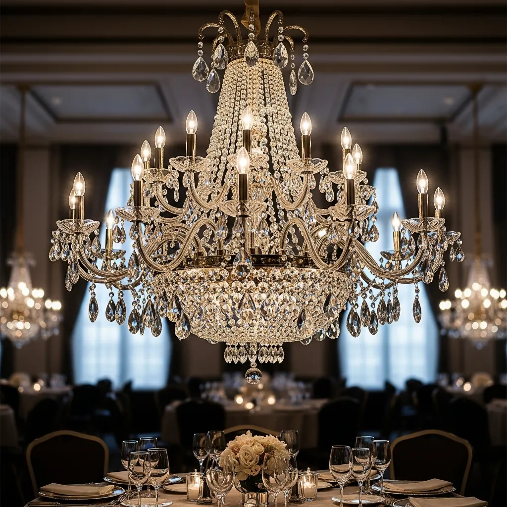 Sparkling crystal chandelier with elegant design for luxury event lighting